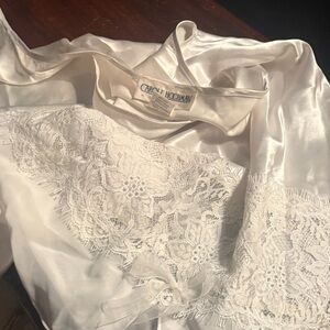 Midnight by Carole Hochman Women's Satin Cream gown with Lace